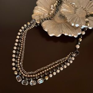 Bead and chain multi strand necklace